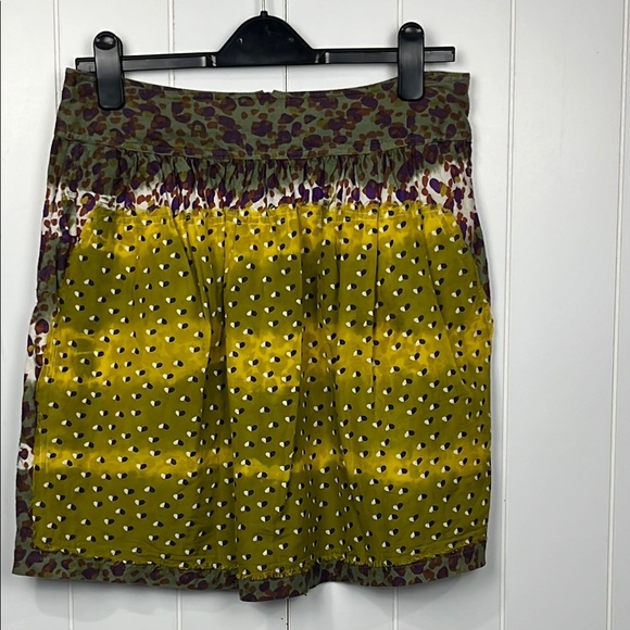 Anthropologie Gregory Womens Skirt XS/S Green Gold Mini Patch Raw Seam Trendy - Picture 1 of 12